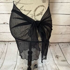 New York & Co. Swim Coverup Tie Sarong Skirt Black Medium Large